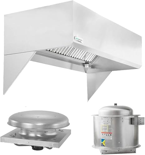HOODMART 5' Kitchen Hood System for Restaurant with Economy Makeup Air | Includes Exhaust Fan, Low Profile Supply Fan, Equipment Accessories, and Installation Hardware, Heavy Duty Steel