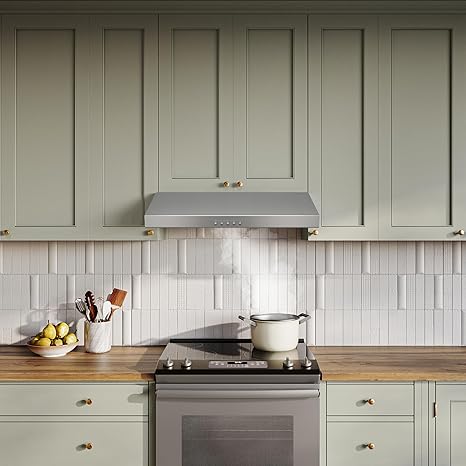 Broan-NuTone BCSQ130SS Three-Speed Glacier Under-Cabinet Range Hood with LED Lights ADA Capable, 1.5 Sones, 375 Max Blower CFM, 30-Inch, Stainless Steel