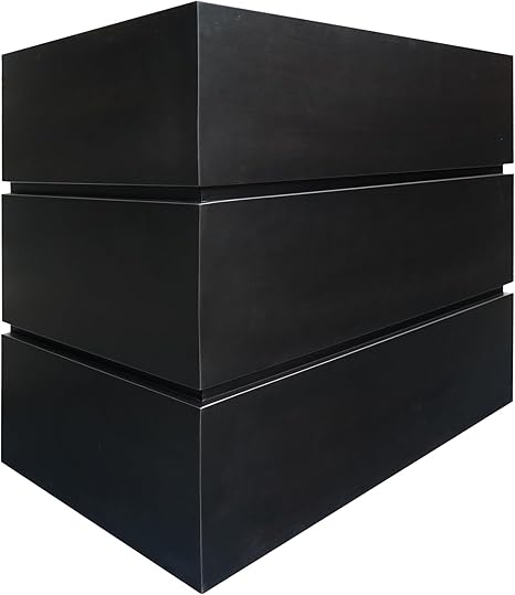 Black Stainless Steel Box Shaped Range Hood Wall Mount 36'' W,48'' H,21'' D, CT Copper Tailor Custom Handmade Metal Kitchen Vent Hood, With 4-Speed Exhaust Fan & LED Light,SH37BN-B