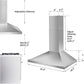 Wall Mount Range Hood 30 inch with Ducted/Ductless Convertible Duct, Stainless Steel Chimney-Style Over Stove Vent Hood with LED Light, 3 Speed Exhaust Fan, 450 CFM