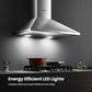 COMFEE' CVP30W6AST Ducted Pyramid Range 450 CFM Stainless Steel Wall Mount Vent Hood with 3 Speed Exhaust Fan, 5-Layer Aluminum Permanent Filters, Two LED Lights, Convertible to Ductless, 30 inches