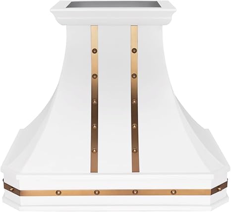 Custom Stainless Steel Range Hood, Handmade Kitchen Hood with Powerful Range Hood Insert, Classic Stove Vent Hood with Straps & Rivets, 30"W x 42"H Wall Mount, HSW30SC-304222WSS