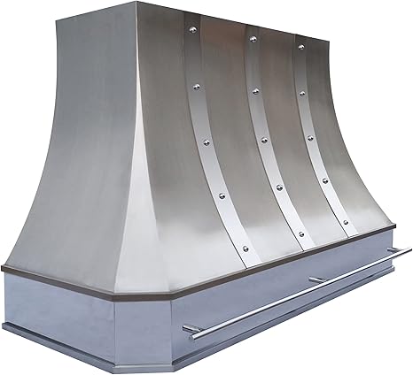 SINDA Hammered Stainless Steel Kitchen Oven Hood with Efficient Range Hood Insert, SRH3-3TR-AHW3036R, 30"Wx36"H, Wall Mount, Brushed