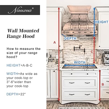 Custom Stainless Steel Range Hood, Handmade Kitchen Hood with Powerful Range Hood Insert, Classic Stove Vent Hood with Straps & Rivets, 30"W x 42"H Wall Mount, HSW30SC-304222WSS