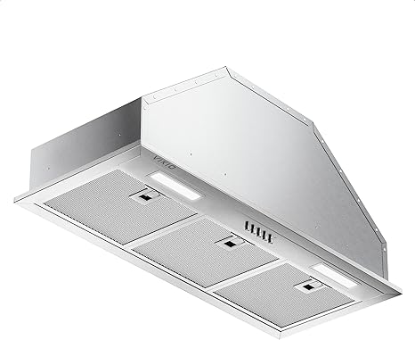 Range Hood Insert 36 Inch, Dual Inlet for 50% Better Suction, Includes 2 Charcoal Filters, 3-Speed Push Button Controls,5-Layer Aluminum Mesh Filter, Ducted/Ductless Kitchen Vent