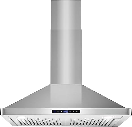 COSMO COS-63175S 30 in. Vista Collection 380 CFM Ducted Wall Mount Range Hood, Touch Controls, LED Lights, Stainless Steel