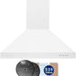 Hauslane Wall Mount Range Hood 30 Inch | Matte White Wall Chimney | 6” Duct/Ductless Convertible, Strong Suction, Six-layer Aluminum Filters, Changeable LED Lamps, Stove Kitchen Vent Hood