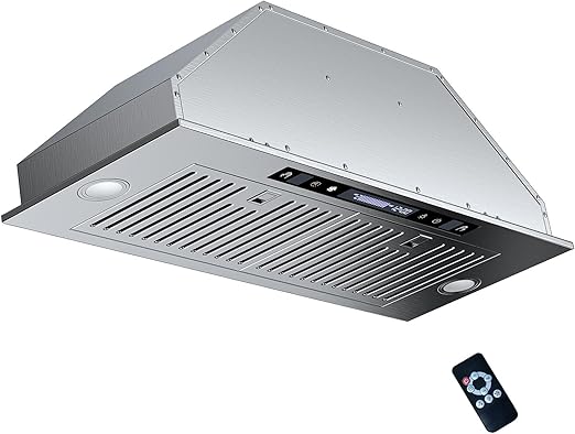 TABU Range Hood Insert 36inch with 900CFM,Built-in Kitchen Hood with 4 Speed, Gesture Sensing/Touch/Remote Control, Delay Off Timer, 2Pcs Lights