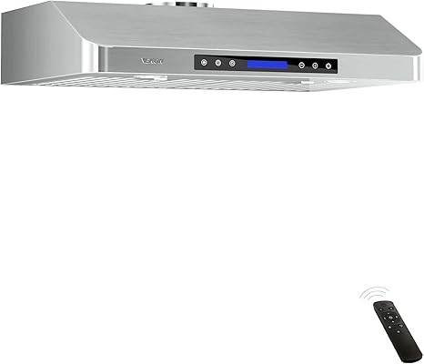 EKON 30 inches Under Cabinet Range Hood, 900 CFM Stainless Steel Kitchen Chimney Vent, 4 Speed Touch Screen Control With Remote 2Pcs 3W LED lights Dishwasher-safe Filters Fan Timer